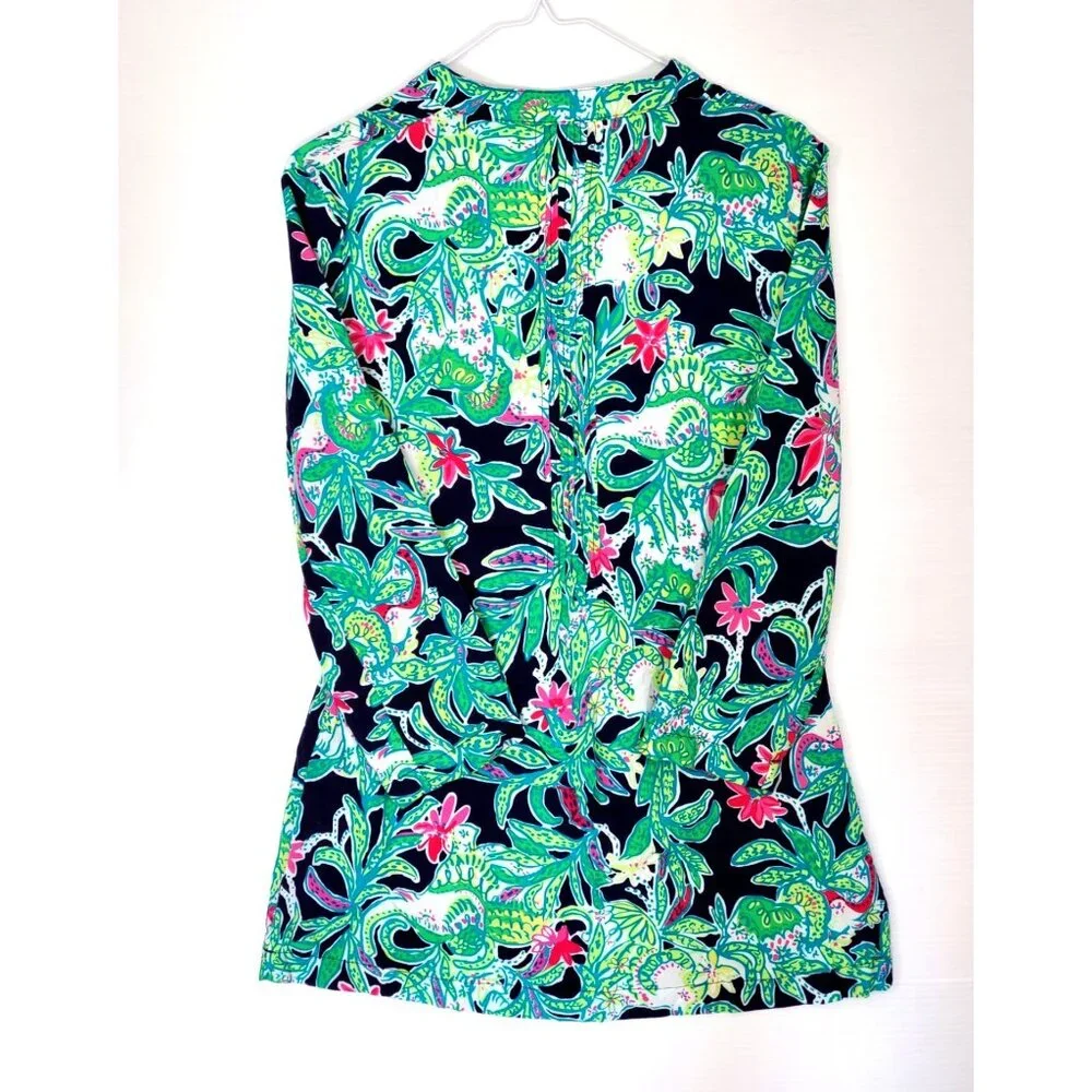 Lilly Pulitzer Women's Green Pink Rayon Sarasota Tunic Trunk Show Print Size XXS - Picture 11 of 12